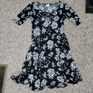Floral Black and White Dress